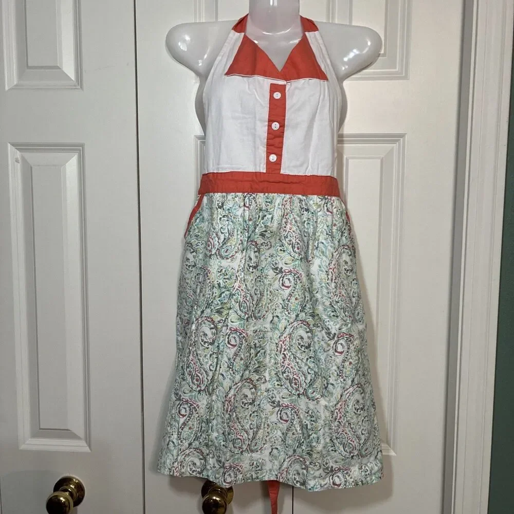 Envogue Paisley Apron 1950s Style Coquette Cottage
